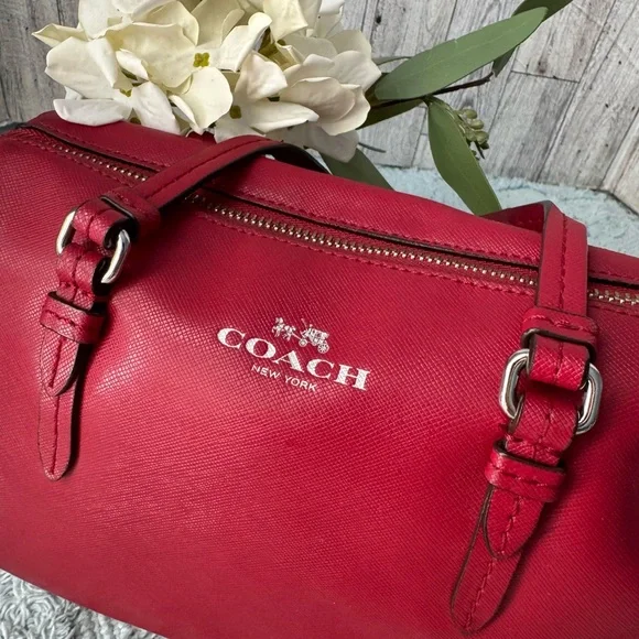 Coach Red Leather Satchel - Picture 5 of 10